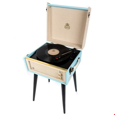 GPO Bermuda Record Player Turntable in Blue & Cream